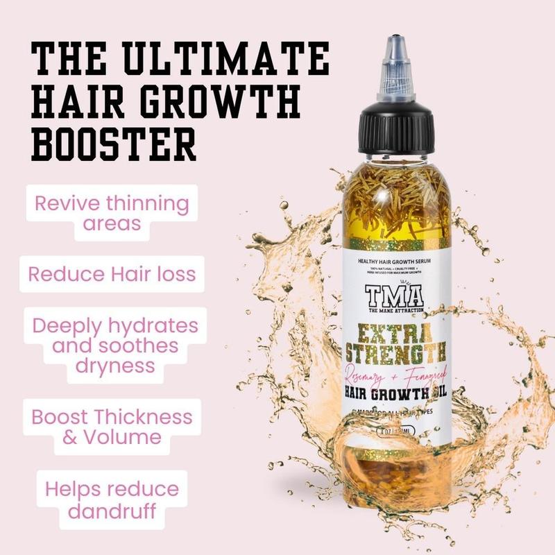 Extra Strength Rosemary & Fenugreek Hair Growth Oil 4oz - The Mane Attraction Herb Infused Growth Oil- Made For All Hair Types Nourishes Scalp Anti Dandruff
