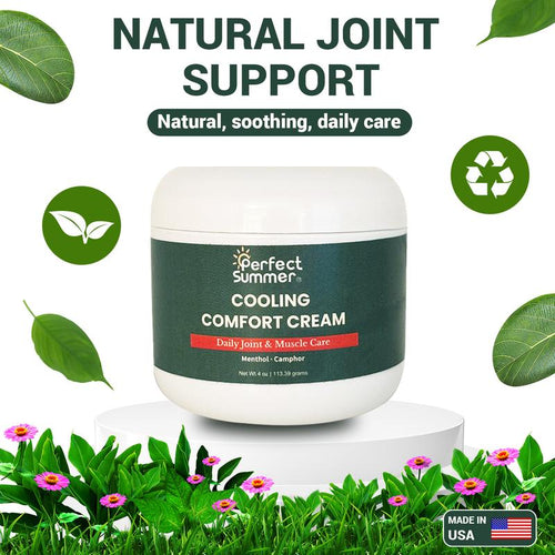 Perfect Summer Joint Relief Cream High Menthol Relief Cream - Soothes Knees, Lumbar Spine, Neck, Hands and Feet 4 oz; Contains Menthol, Camphor, Copper Tripeptide-01, Capsaicin, Clove Oil and Sunflower Seed Oil