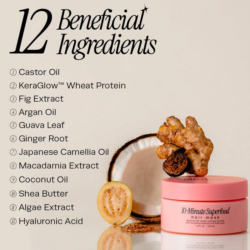 Glimmr 10-Minute Vitamin-Infusion Hair Mask for Hydrating and Moisturizing Hair - Conditioner with Bonding Protein, Castor Oil & Superfood Extracts
