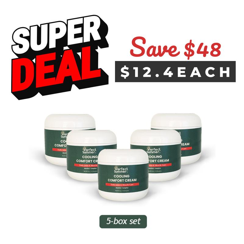 Perfect Summer Joint Relief Cream High Menthol Relief Cream - Soothes Knees, Lumbar Spine, Neck, Hands and Feet 4 oz; Contains Menthol, Camphor, Copper Tripeptide-01, Capsaicin, Clove Oil and Sunflower Seed Oil