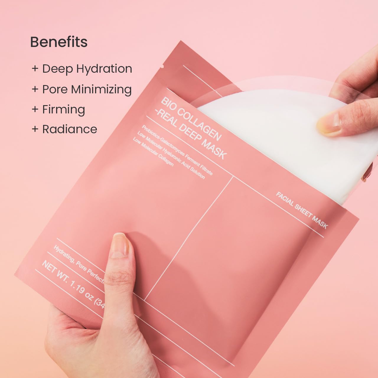 Bio-Collagen Real Deep Mask, Hydrating Overnight Hydrogel Mask, Pore Minimizing, Elasticity Improvement, Korean Skincare | 1.19oz(34g) x 4ea
