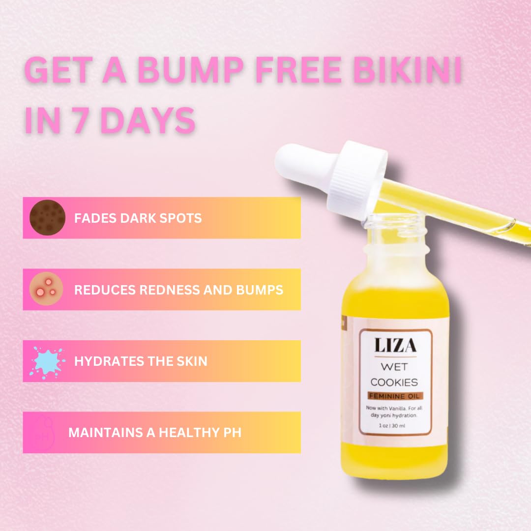Liza Cosmetics Vanilla Wet Cookie Yoni Oil – For Ingrown Hairs, Dark Spots & Soft Skin – Sweet Scented Intimate Oil 1oz