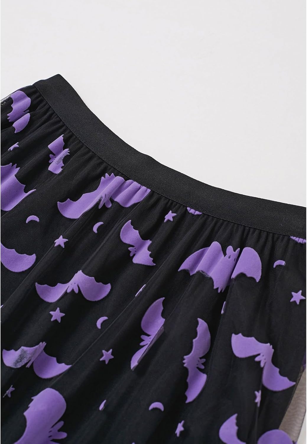 CHICWISH Women's Pumpkin Tulle Tutu Skirt Velvet Bats Elastic Waist Halloween Party Layered Mesh Midi Skirt Halloween Costume