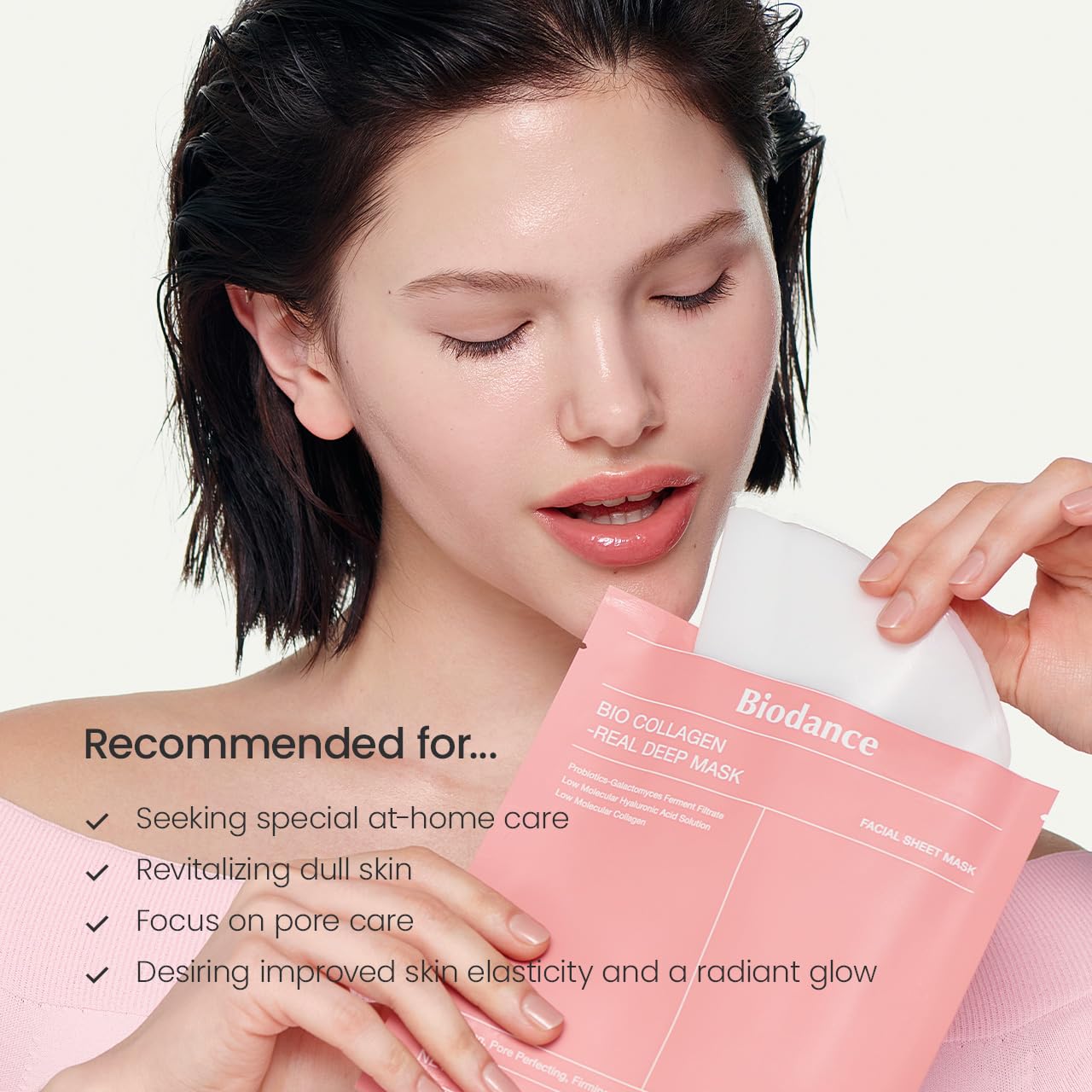 Bio-Collagen Real Deep Mask, Hydrating Overnight Hydrogel Mask, Pore Minimizing, Elasticity Improvement, Korean Skincare | 1.19oz(34g) x 4ea