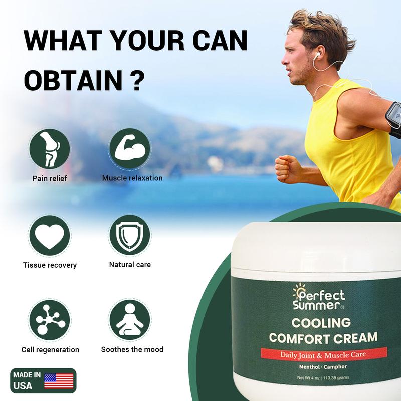 Perfect Summer Joint Relief Cream High Menthol Relief Cream - Soothes Knees, Lumbar Spine, Neck, Hands and Feet 4 oz; Contains Menthol, Camphor, Copper Tripeptide-01, Capsaicin, Clove Oil and Sunflower Seed Oil
