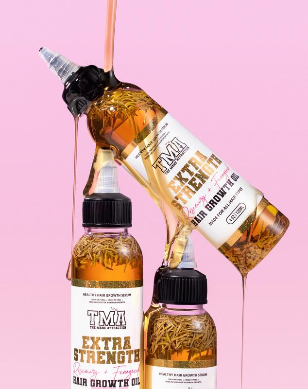 Extra Strength Rosemary & Fenugreek Hair Growth Oil 4oz - The Mane Attraction Herb Infused Growth Oil- Made For All Hair Types Nourishes Scalp Anti Dandruff
