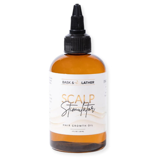 Bask & Lather Scalp Stimulator Hair Growth Oil Treatment – Rosemary & Mint Blend with Grapeseed – Organic Natural Leave-In Scalp Oil for Thicker, Fuller, Healthy Hair – All Hair Types, 4 oz