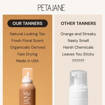 Dark Tanning Mousse 7oz - Made in the USA - Streak-Free, Lightweight, Non-Sticky, Fast-Absorbing, Vegan, Sunless Tanner for All Skin Types