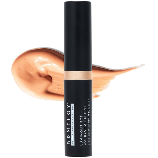 DRMTLGY Luminous Eye Corrector SPF 41, Under Eye Color Corrector for Dark Circles, Anti-Aging Tinted Eye Cream, Hydrating Eye Serum with Peach Undertone FSA/HSA Eligible, Medium
