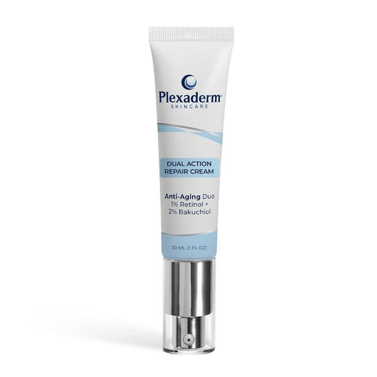 Plexaderm Dual Action Repair 1% Retinol Neck Cream. Anti Aging Cream with Retinol, Bakuchiol, and Hyaluronic Acid to Fight Wrinkles, Neck Lines and Crepey Skin, 1 fl. oz.