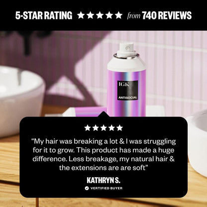 IGK ANTISOCIAL Dry Hair Mask | Bond-Building Treatment for Damaged Hair | Instant Softness & Shine | Prevents Breakage & Split Ends | Perfect for Hair Extensions