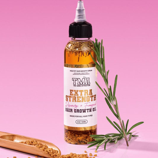 Extra Strength Rosemary & Fenugreek Hair Growth Oil 4oz - The Mane Attraction Herb Infused Growth Oil- Made For All Hair Types Nourishes Scalp Anti Dandruff