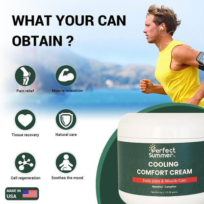 Perfect Summer Joint Relief Cream High Menthol Relief Cream - Soothes Knees, Lumbar Spine, Neck, Hands and Feet 4 oz; Contains Menthol, Camphor, Copper Tripeptide-01, Capsaicin, Clove Oil and Sunflower Seed Oil