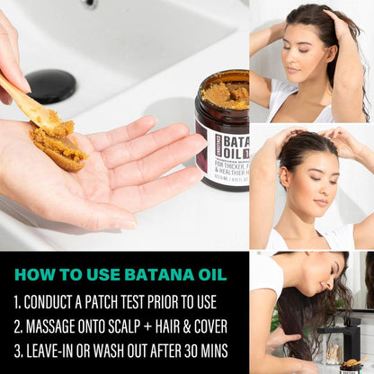 Hotana 100% Unrefined Batana Oil from Honduras – Fuller, Thicker Hair for Women & Men, Silky Conditioning, Frizz Control & Color Care Damaged Healthier