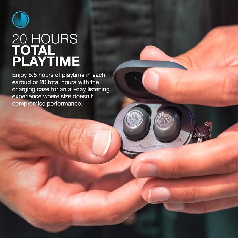 JLab JBuds Mini Earbuds - Smallest Bluetooth Earphones, IP55 Splash/Dust Proof, Custom EQ, Customizable Touch Controls, Safety Be Aware Mode, 20HR Battery Life, Earbuds For Sleeping,  Android iPhone